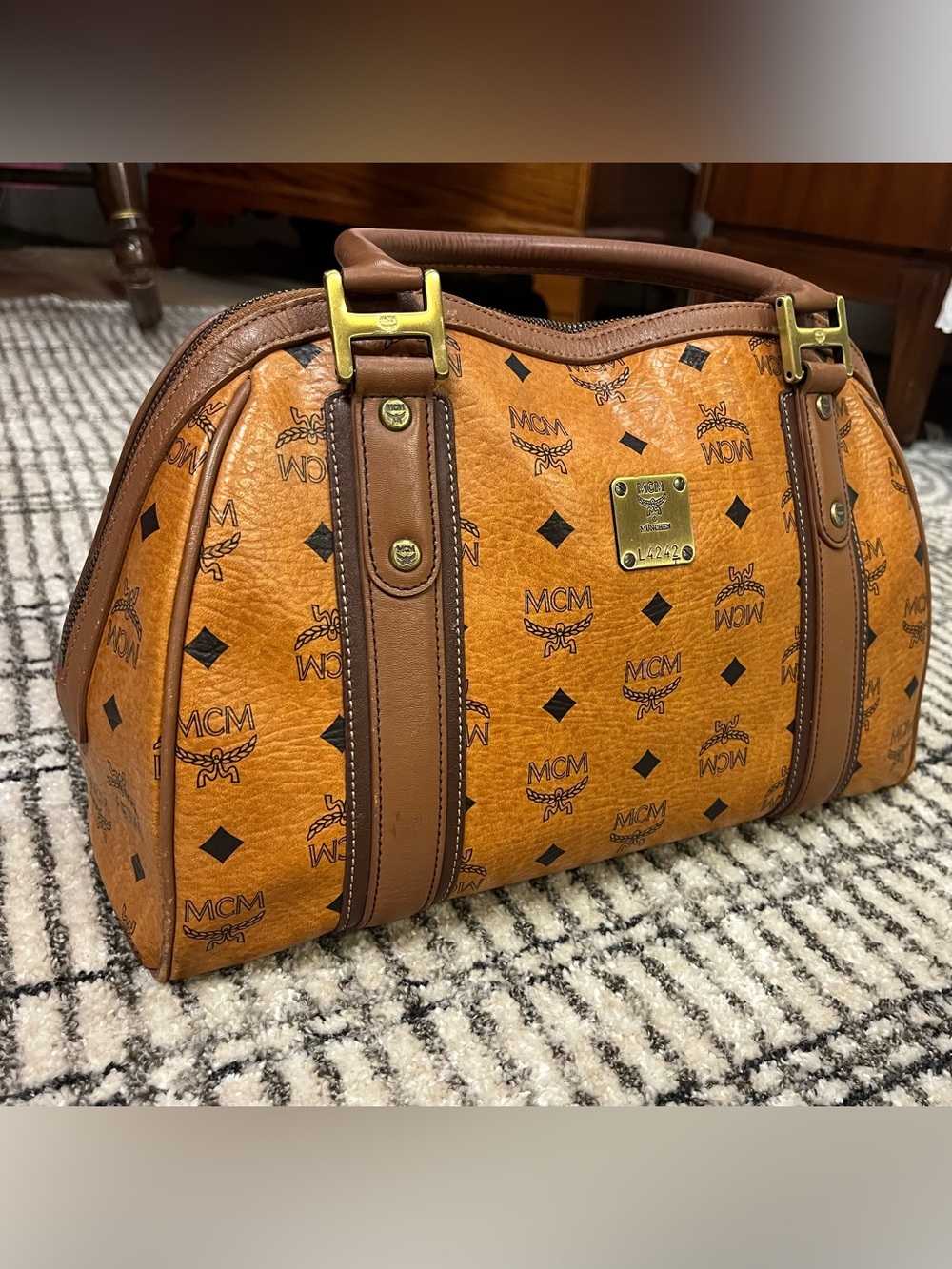 Authentic MCM Visetos Top-Handle Satchel - EUC